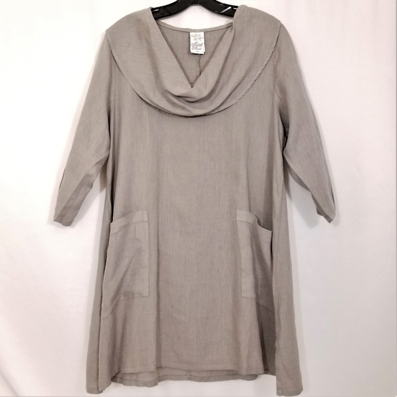 Match Point USA Tops - Match Point Linen Tunic Top Cowl Neck Lagenlook Sm